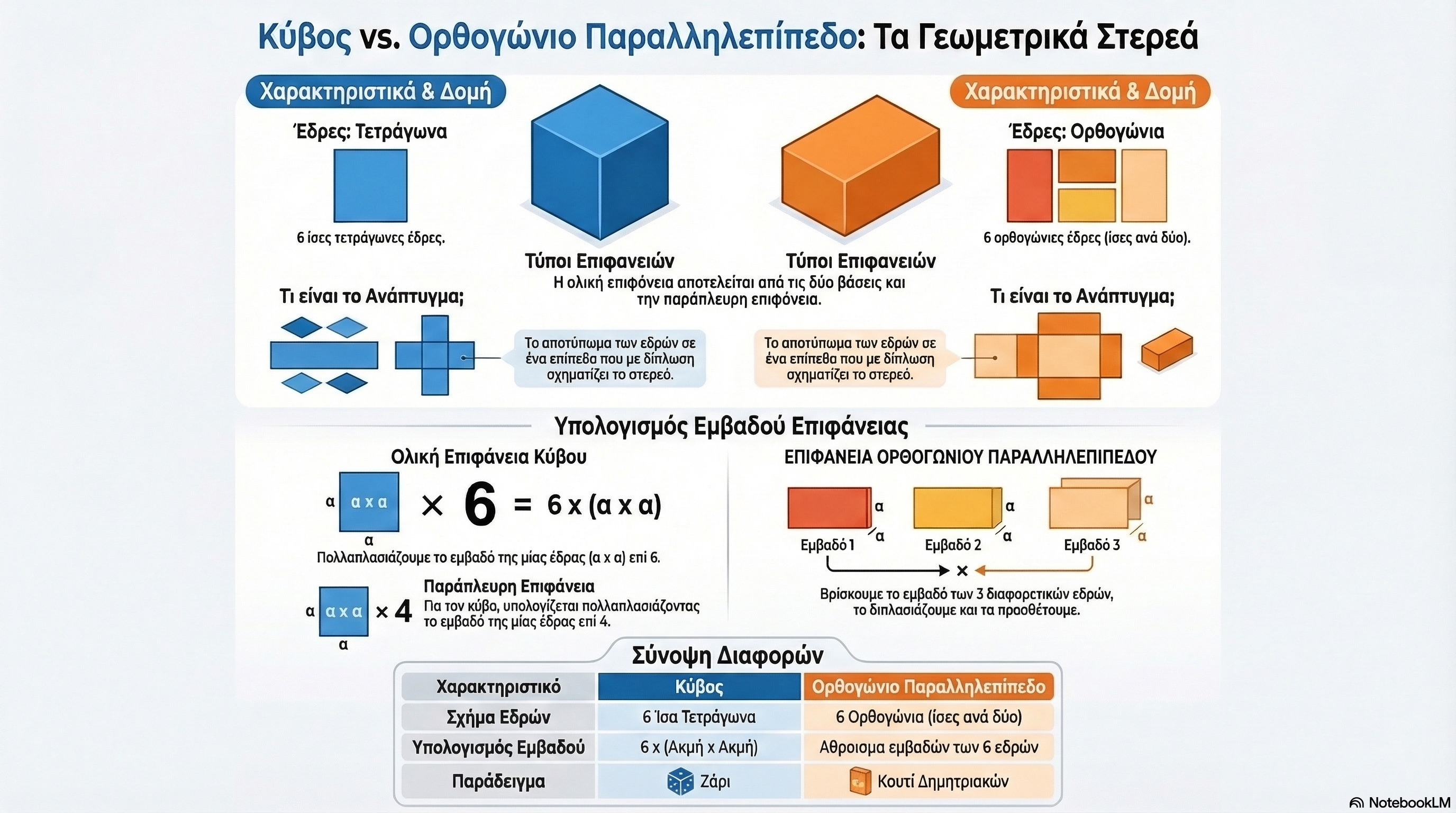 66. Κύβος και ορθογώνιο παραλληλεπίπεδο  έδρες και αναπτύγματα